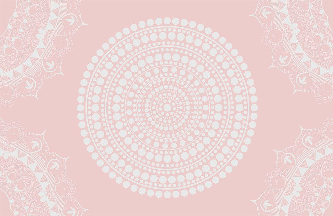 Elegant Pink and White Mandala Pattern Wallpaper for Modern Interiors