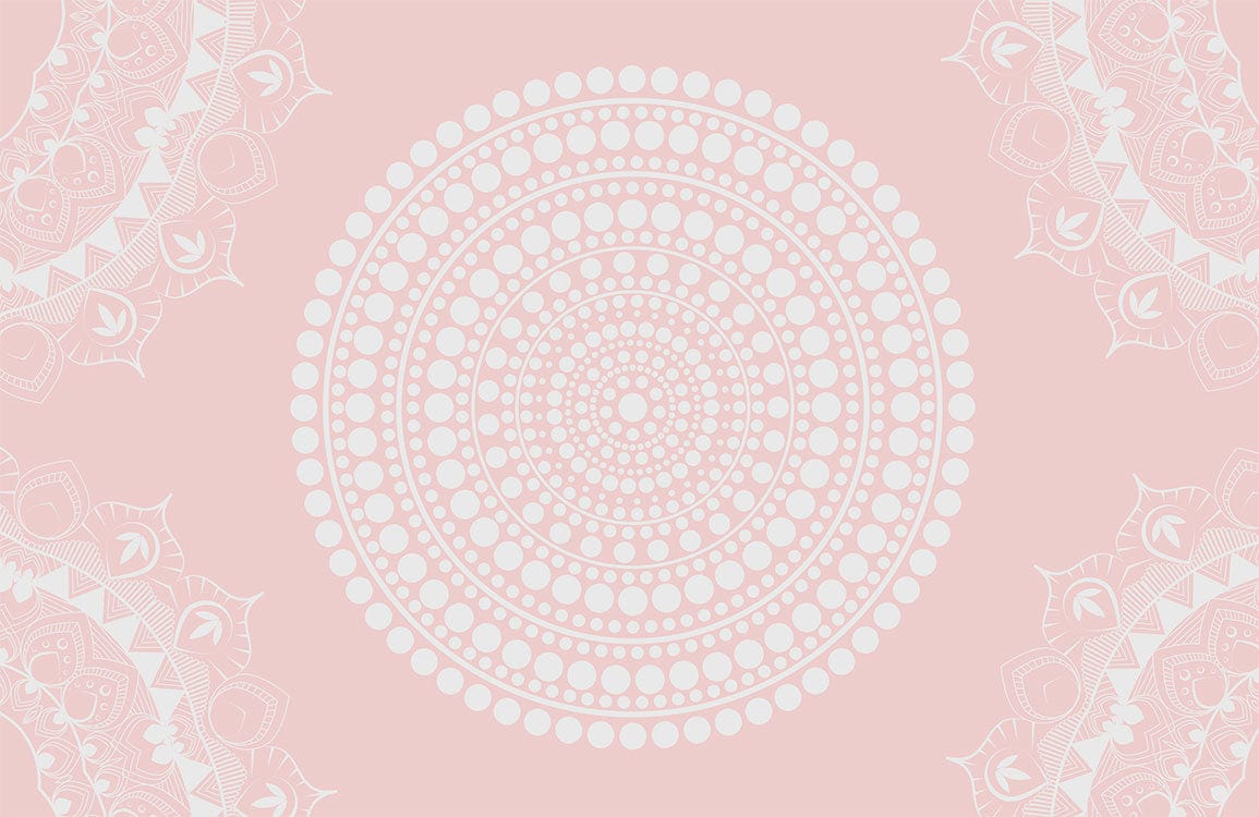 Elegant Pink and White Mandala Pattern Wallpaper for Modern Interiors