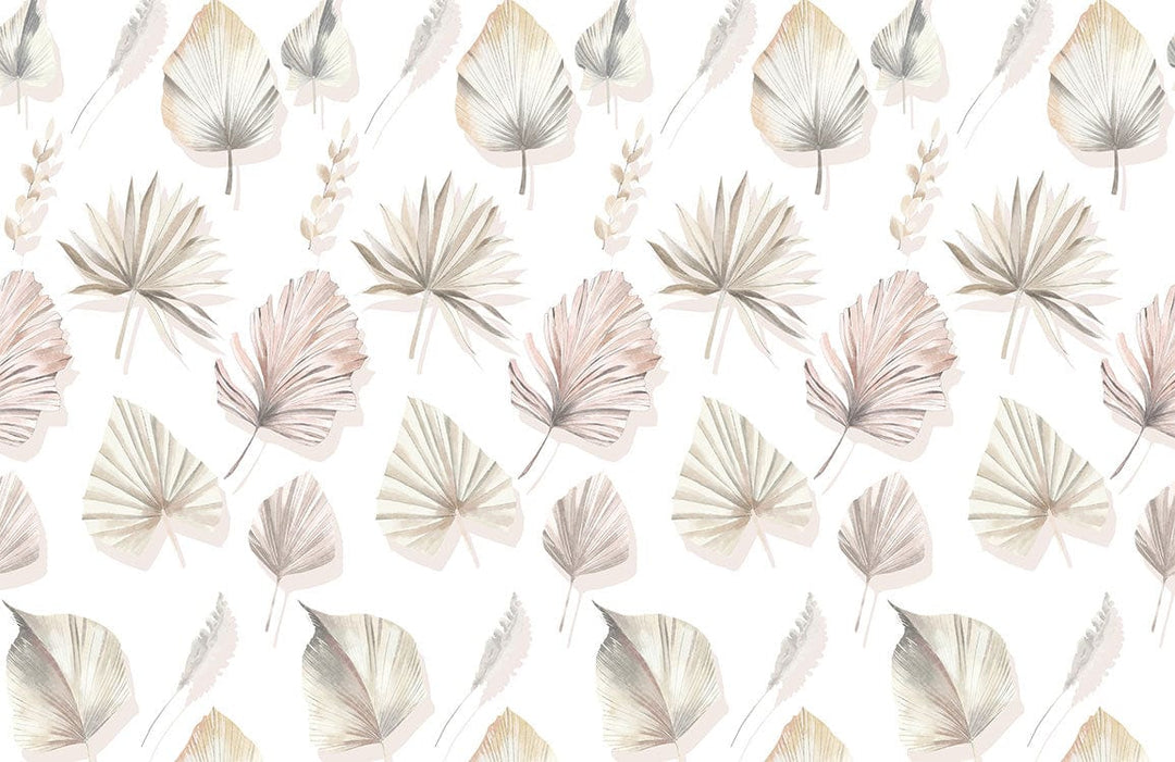 Elegant Pastel Botanical Leaf Pattern Wallpaper for Contemporary Interiors