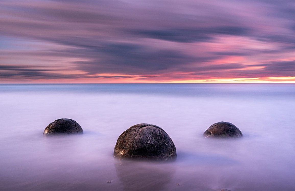 Ethereal Coastal Sunset Mural Wallpaper - Serene Purple Ocean Scene