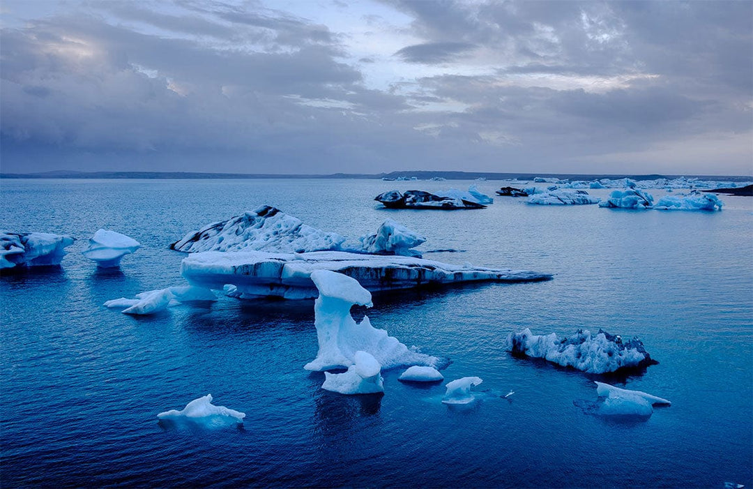 Arctic Iceberg Blue Serenity Scenic Ocean Landscape Mural Wallpaper Design