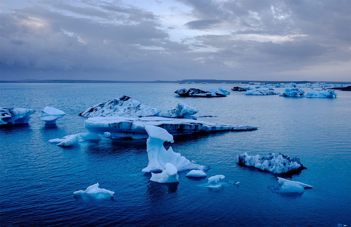 Arctic Iceberg Blue Serenity Scenic Ocean Landscape Mural Wallpaper Design