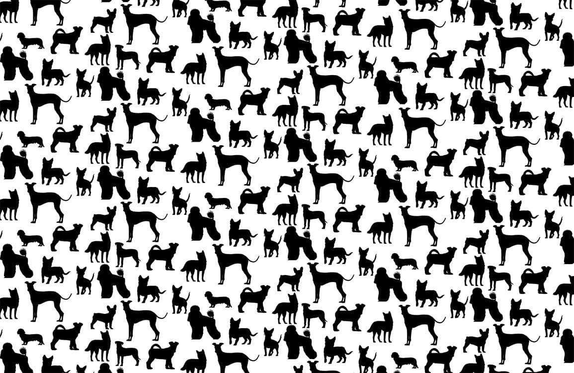 Monochrome Canine Silhouette Patterned Wallpaper - Stylish Black and White Design