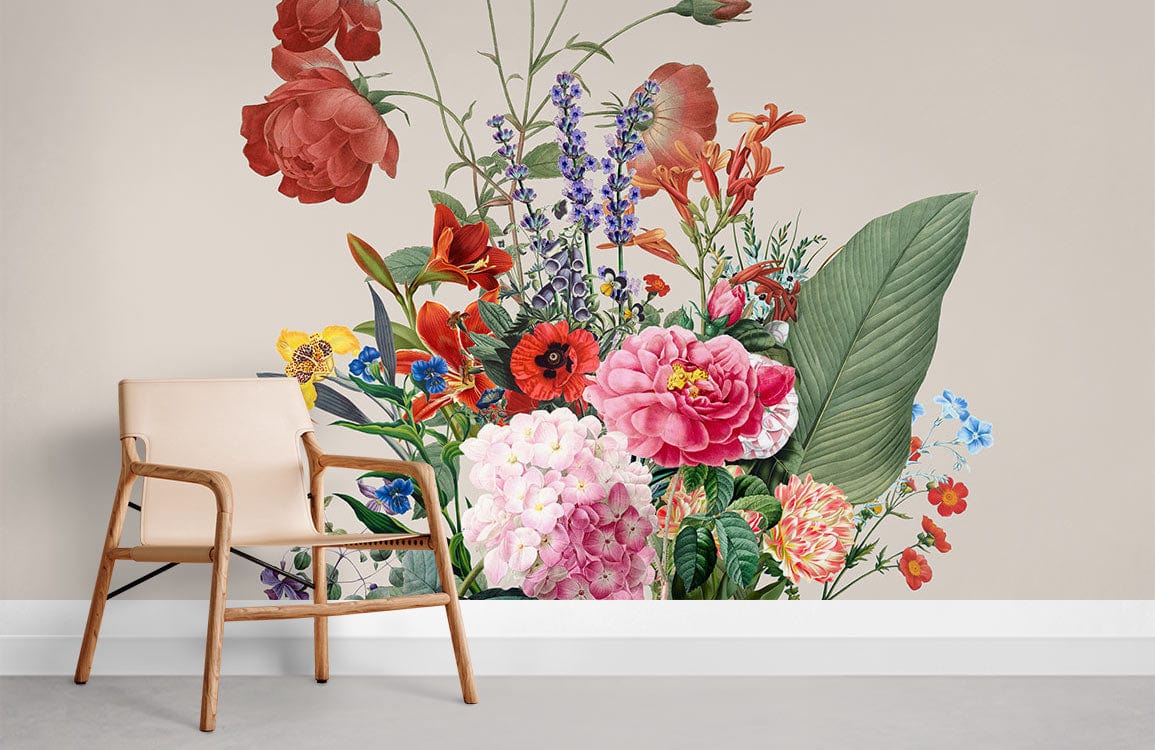 Vintage Floral Garden Mural Wallpaper: Colourful Botanical Elegance for ...