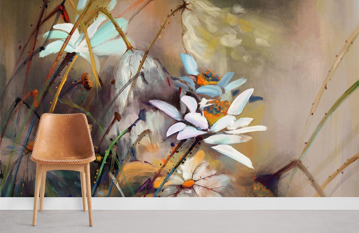 abstract painting flowers wall murals for home