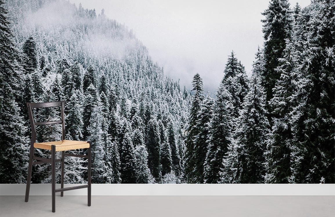 Winter Mist Forest Wallpaper Mural