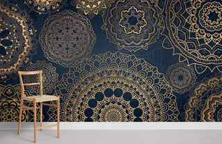 Golden Mandala Patterns Wallpaper Mural