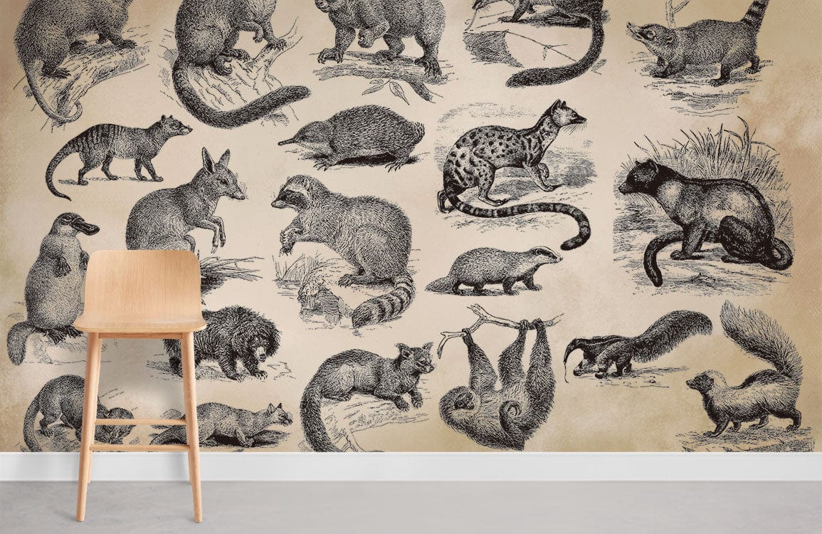 Wild Animals Wallpaper Mural Room