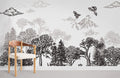 Mountains & Trees Sketch Wallpaper Mural