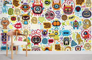 Funny Doodle Monsters Wallpaper Mural