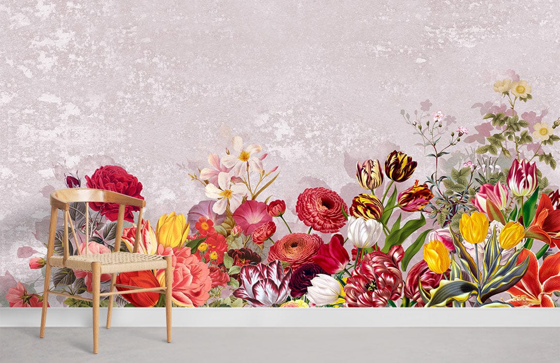 many fabulous flowers bloom in the corner of garden wall murals for home