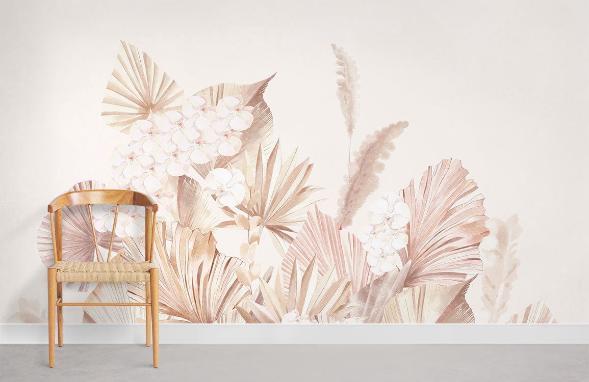 Pink Leaves Wallpaper Mural