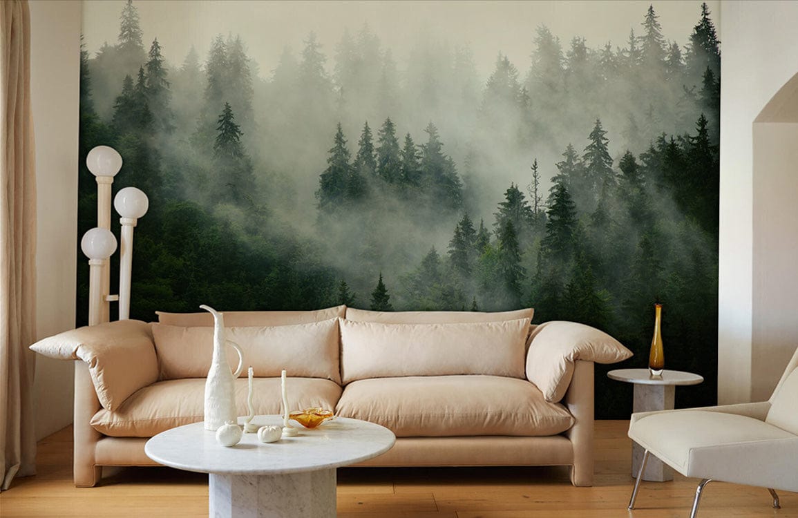 Misty Forest Wallpaper Mural living Living Room