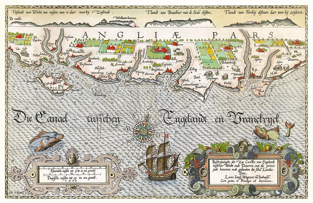 Vintage Nautical Map Mural Wallpaper - Historical Seaside Maritime Charm