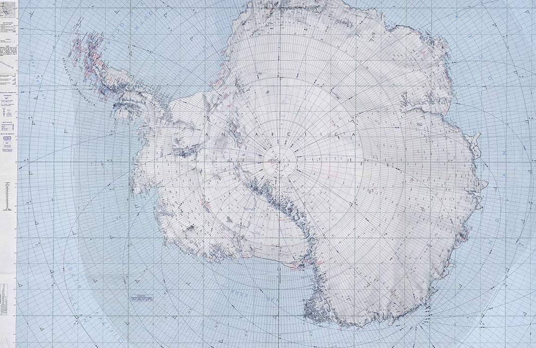 Antarctic Expedition Vintage Map Wallpaper with Subtle Blue Tones