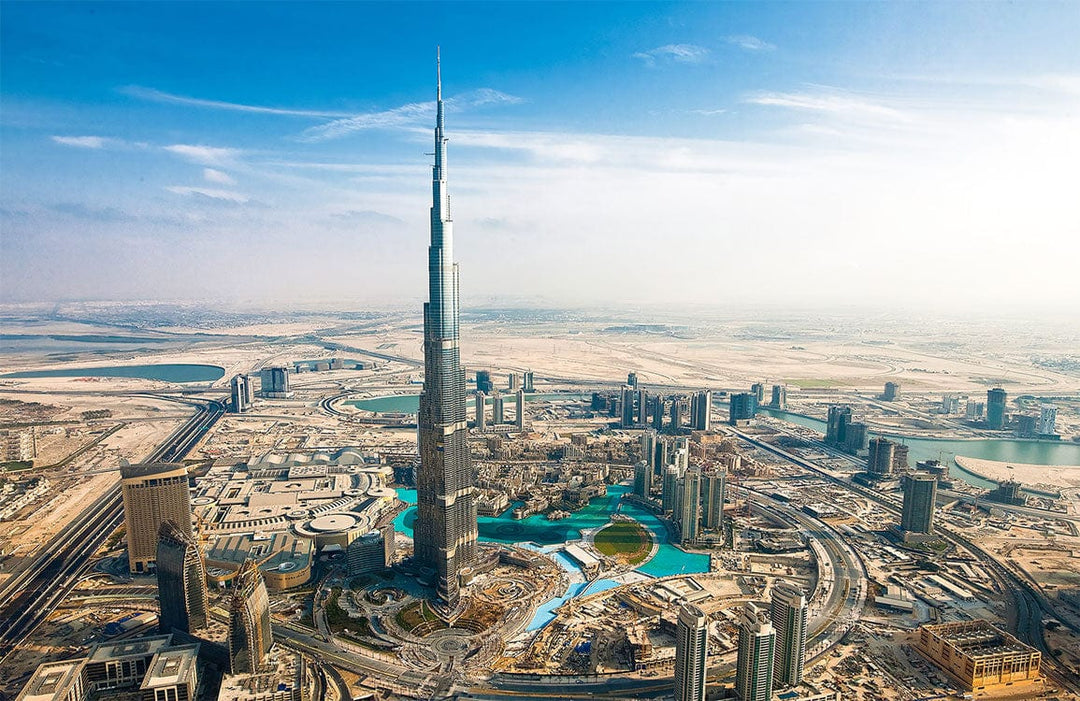 Dubai Skyline Mural Wallpaper: Iconic Cityscape in Vibrant Desert Tones