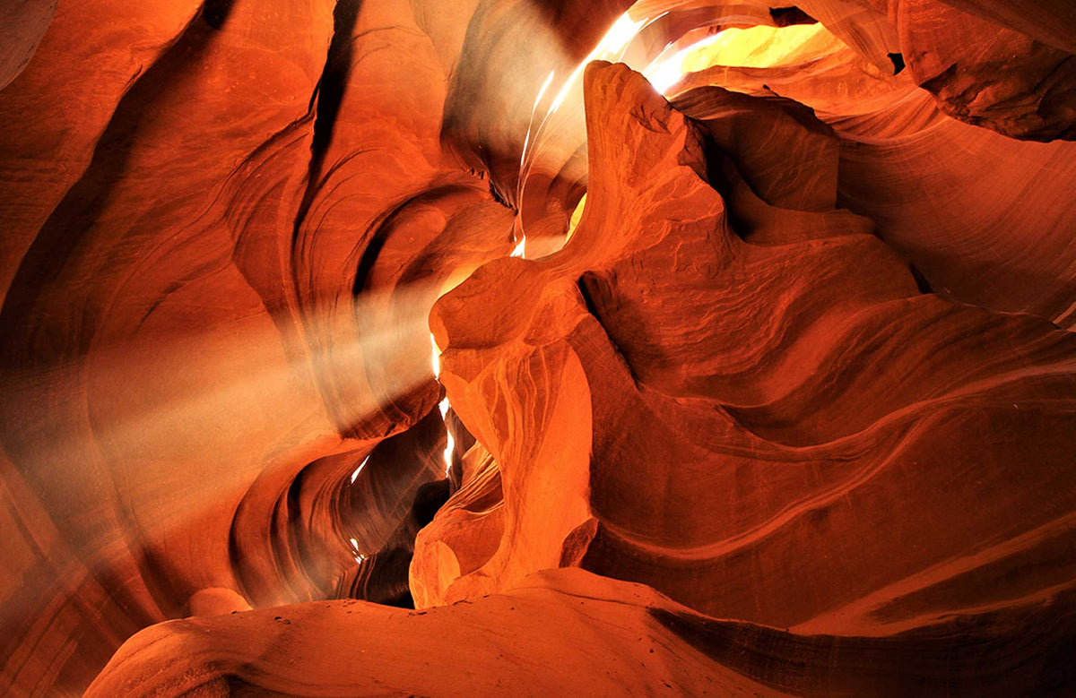 Sunlit Canyon Glow Mural Wallpaper - Warm Earth Tones Scenic Design
