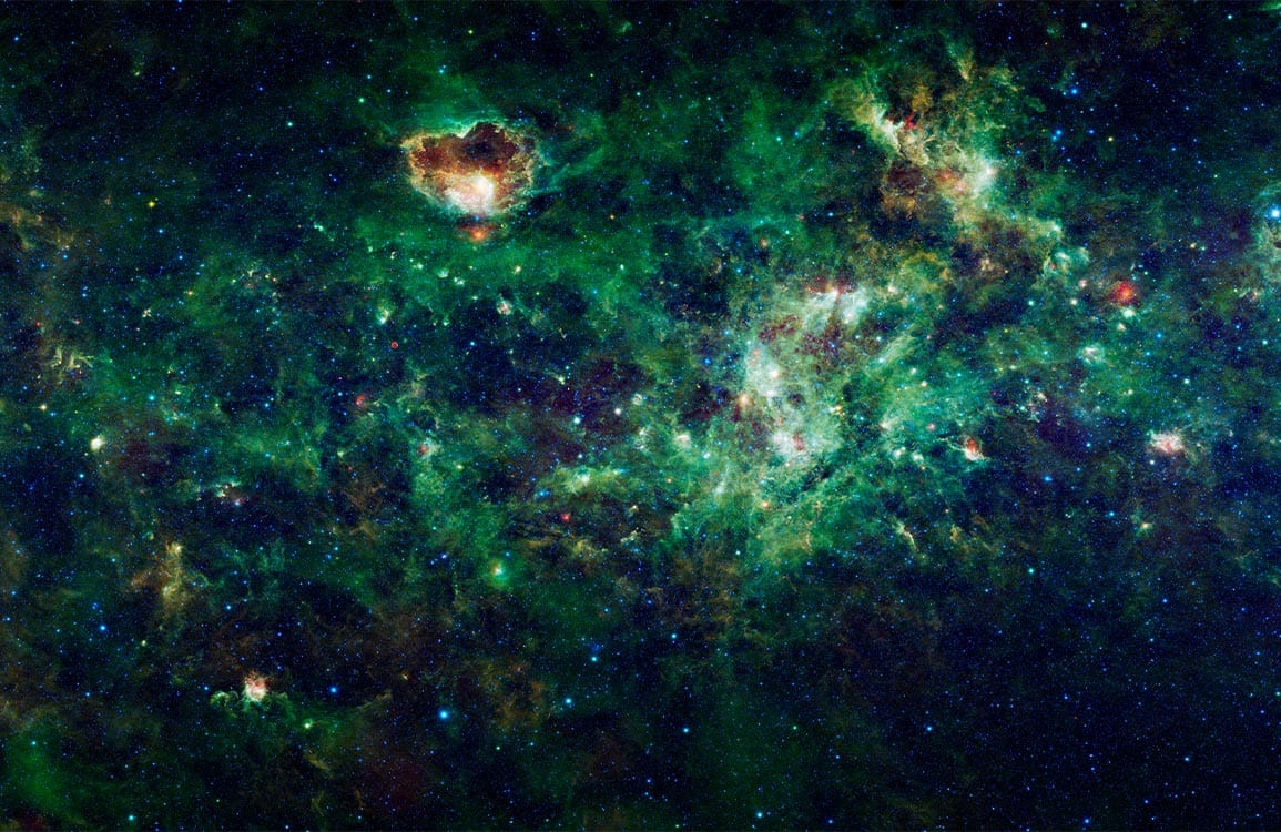 Deep Green Cosmic Galaxy Mural Wallpaper - Celestial Space Design Décor