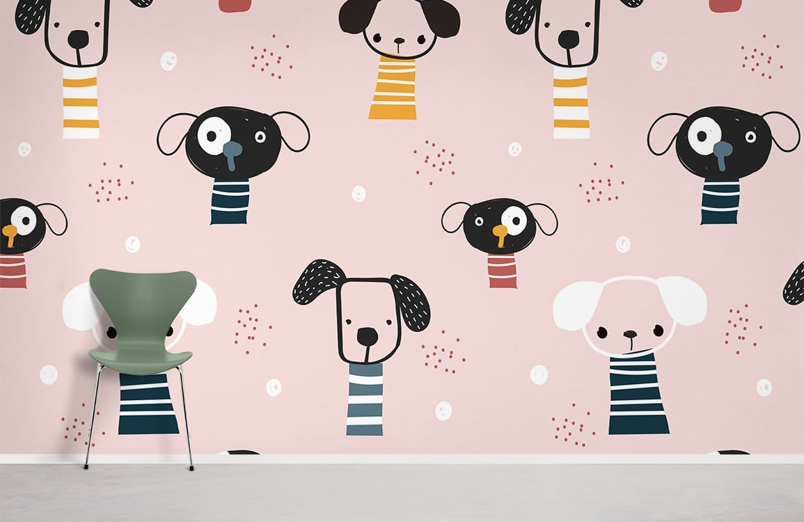 Cute Dog Pattern Wallpaper Mural Room