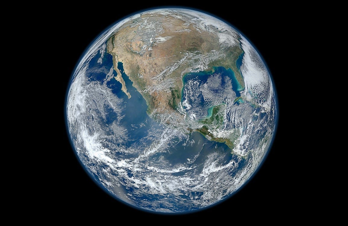 Blue Earth Space View Mural Wallpaper - Cosmic Planet Art Décor