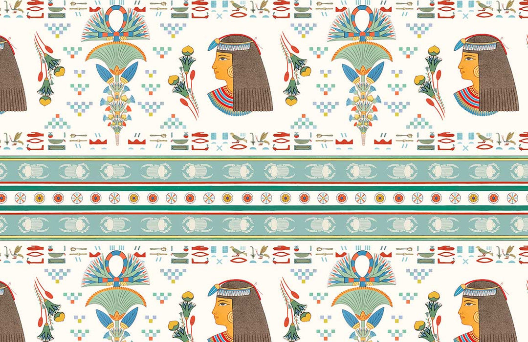 Egyptian Revival Vintage Style Wallpaper with Colourful Ancient Patterns