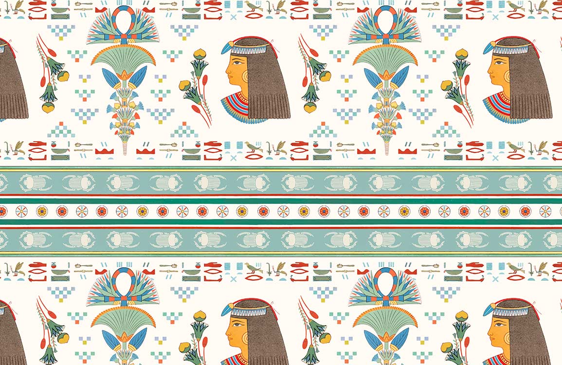 Egyptian Revival Vintage Style Wallpaper with Colourful Ancient Patterns