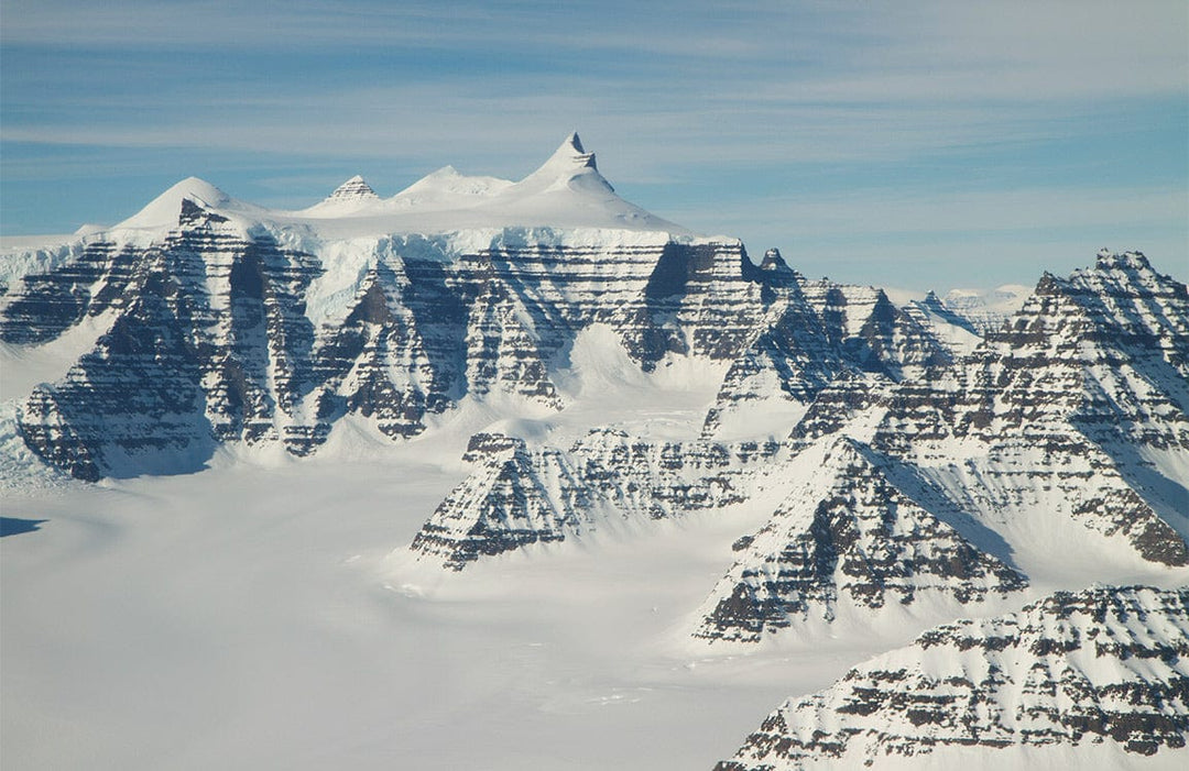 Majestic Snow-Capped Mountain Landscape Mural Wallpaper in Crisp White and Blue