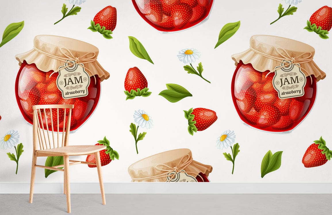 Jam Strawberry Wallpaper Mural | Fruit Wall Decals UK