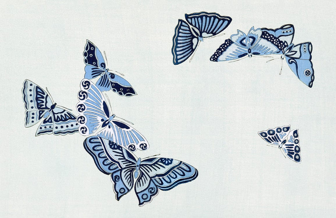 Serene Blue Butterfly Pattern Mural Wallpaper - Elegant Nature-Inspired Decor