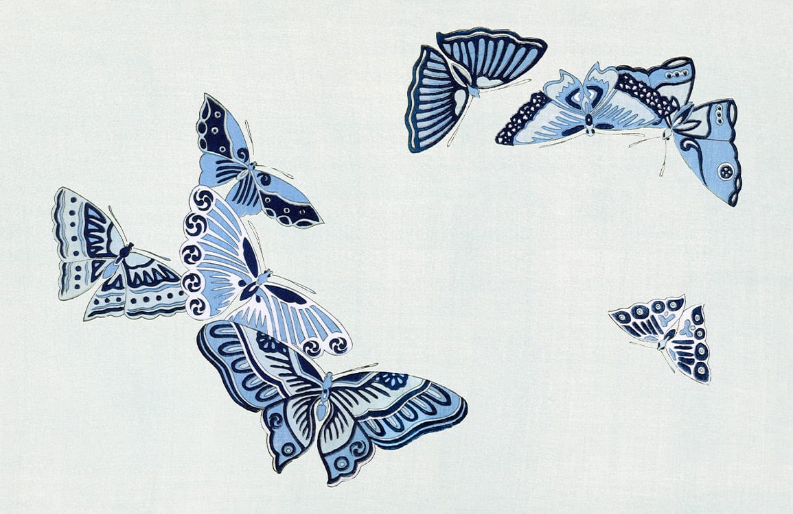 Serene Blue Butterfly Pattern Mural Wallpaper - Elegant Nature-Inspired Decor