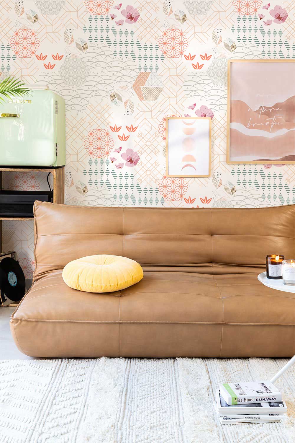Japanese Geometric Flowers Ⅱ Living Room Wallpaper Mural