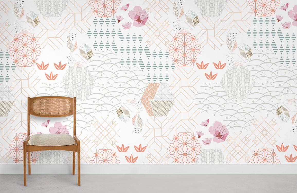 Japanese Geometric Flowers Ⅱ Wallpaper Mural