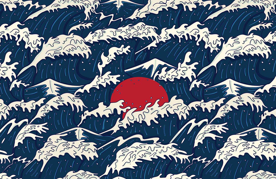 Sun in Waves Wallpaper Mural