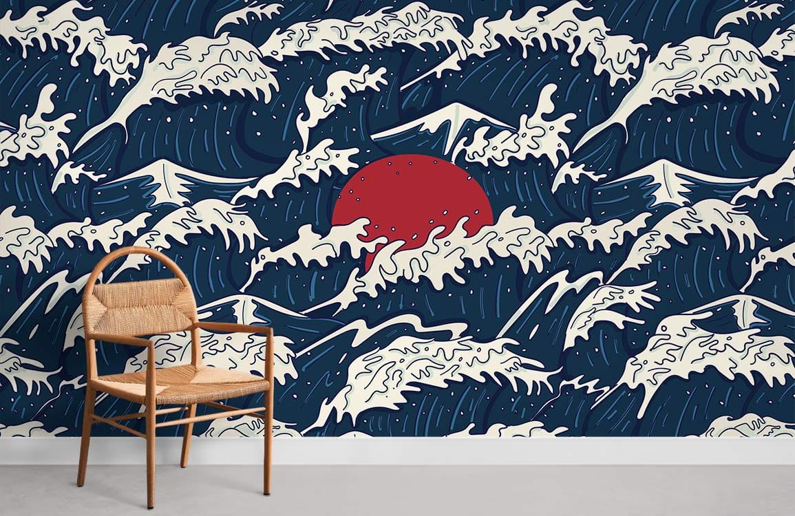 Sun in Waves Room Wallpaper Mural