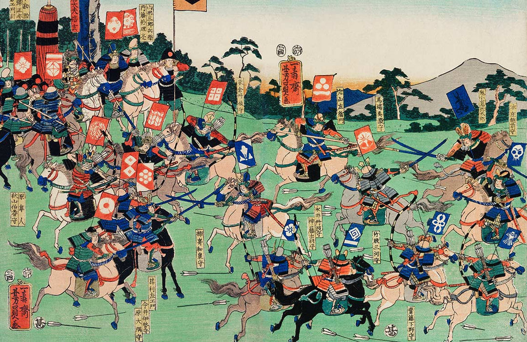 Vintage Samurai Battle Scene Mural Wallpaper - Colourful Historical Art Decor