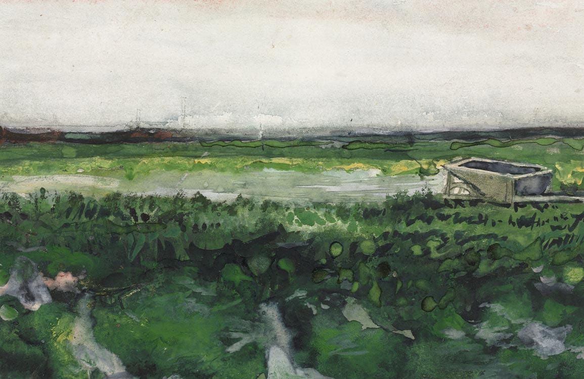 Tranquil Green Landscape Watercolour Mural Wallpaper for Serene Living Spaces