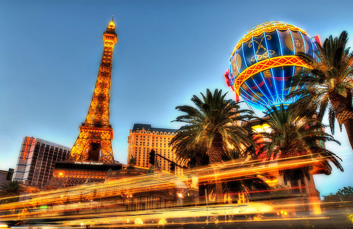 Parisian Night Scene Mural Wallpaper - Vibrant Urban Lights and Landmarks