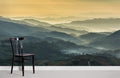 Mountain & Yellow Sky Wallpaper Mural