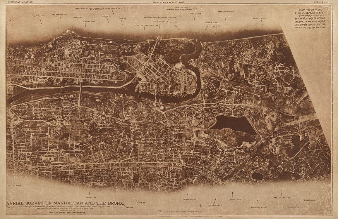 Vintage Sepia New York City Map Mural Wallpaper - Historical Urban Design