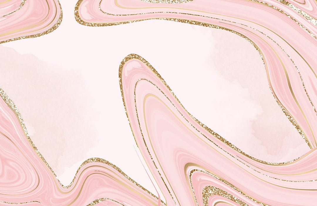Elegant Pink Marble Effect Mural with Glitter Accents - Luxury Interior Design