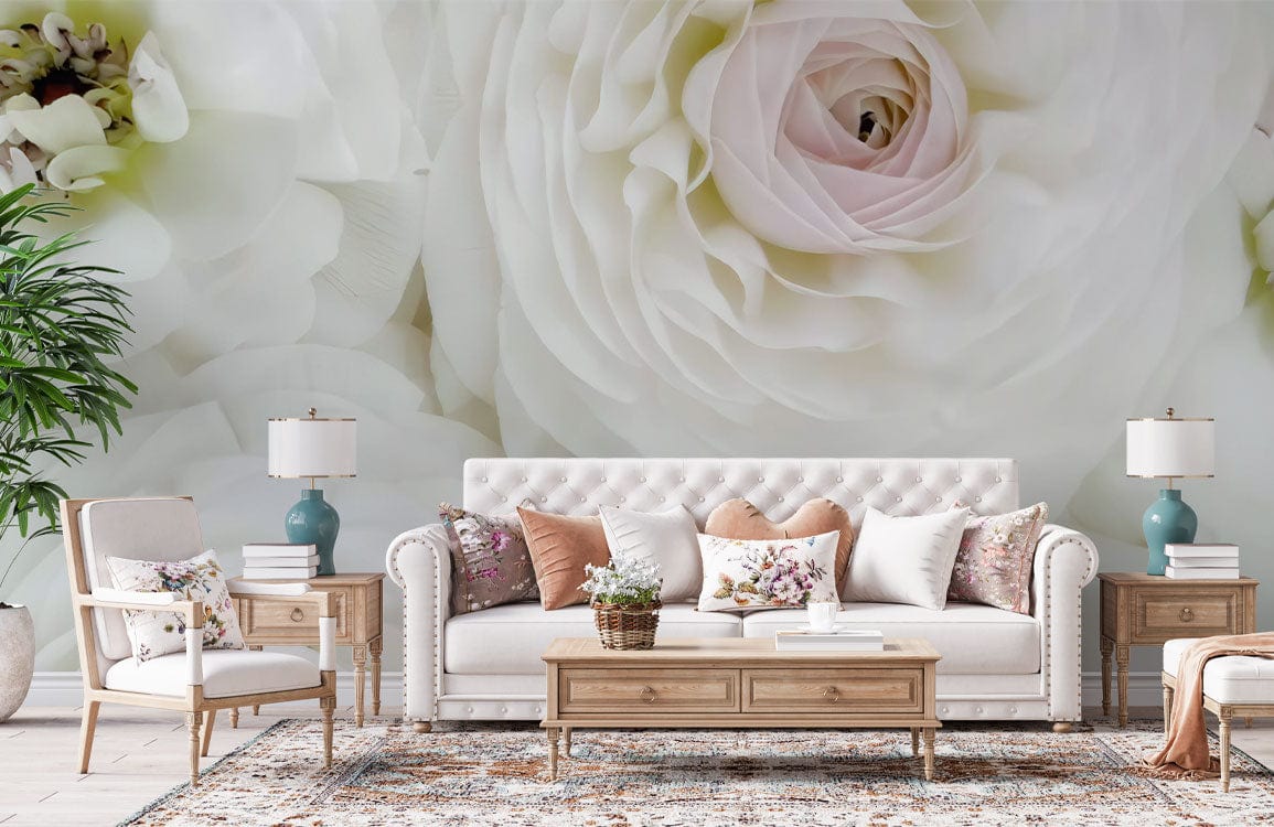 white flower blossom wall mural living room