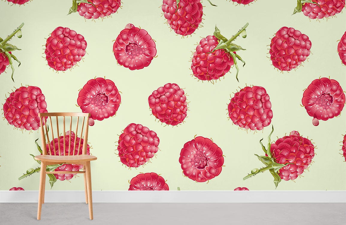 Raspberry Bubble Wallpaper Mural | Fruit Wall Decals UK
