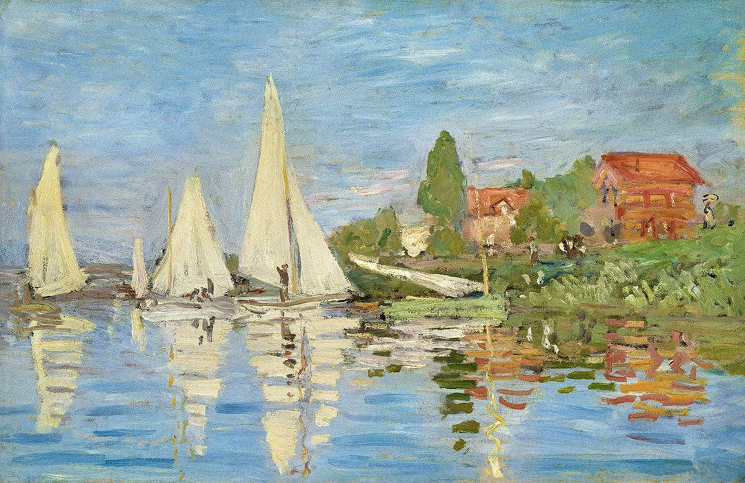 Tranquil Lakeside Impressionist Mural Wallpaper with Boats and Reflections Design