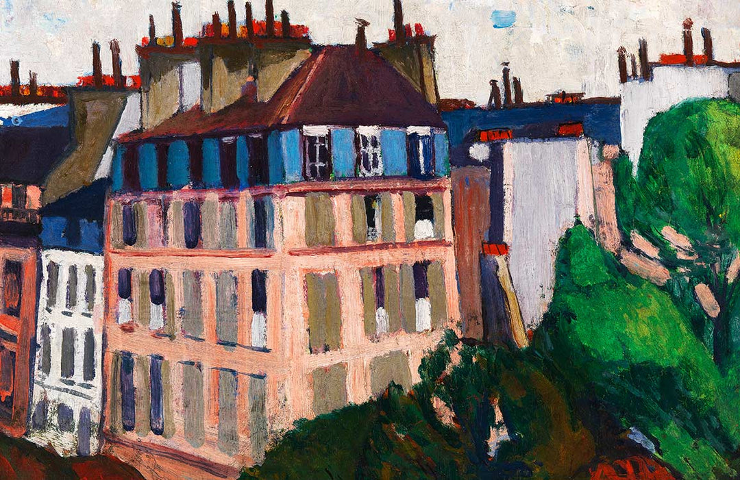 Charming Parisian Rooftops Vintage Art Mural Wallpaper in Vibrant Colours