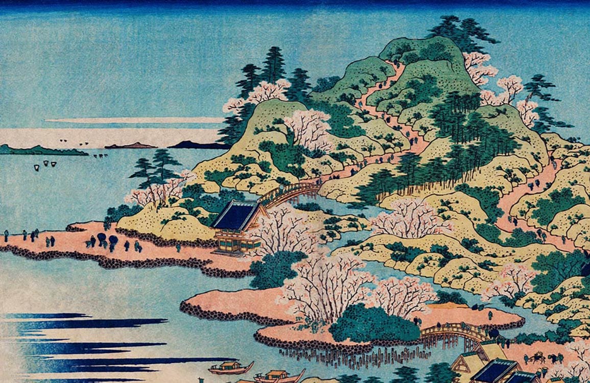 Tranquil Japanese Landscape Mural Wallpaper: Traditional Art in Serene Hues