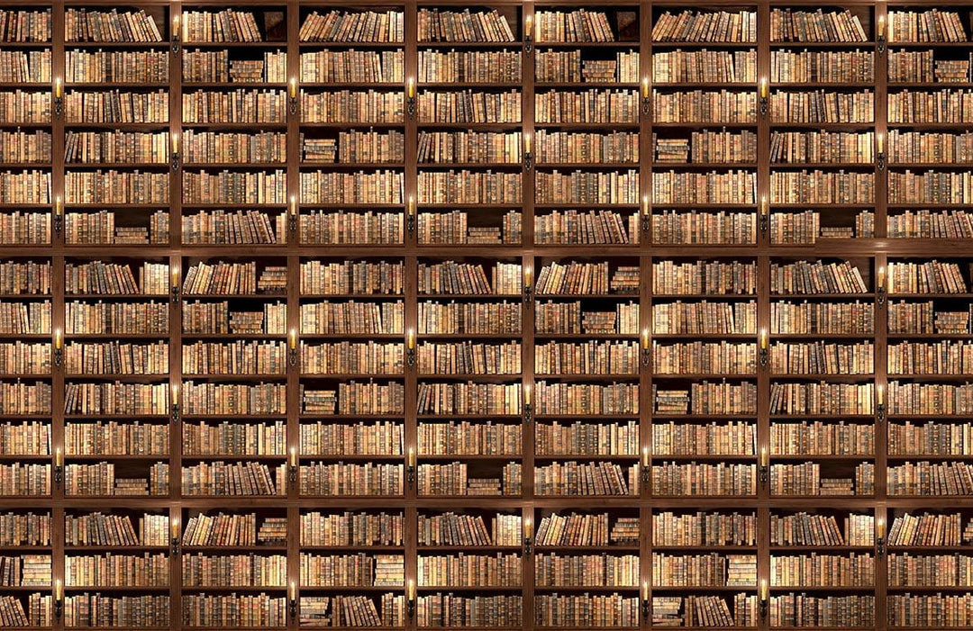 Vintage Brown Bookshelf Pattern Wallpaper - Classic Library Interior Design Decor