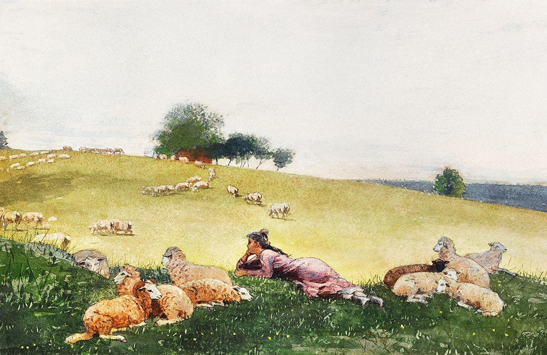 Pastoral Countryside Landscape Mural Wallpaper with Sheep - Serene Green Meadows