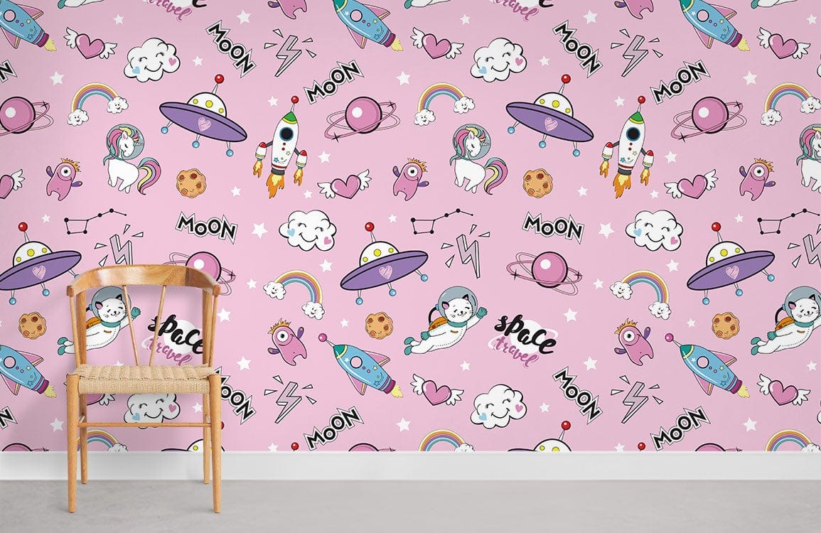 Space Objects Wallpaper Mural Room