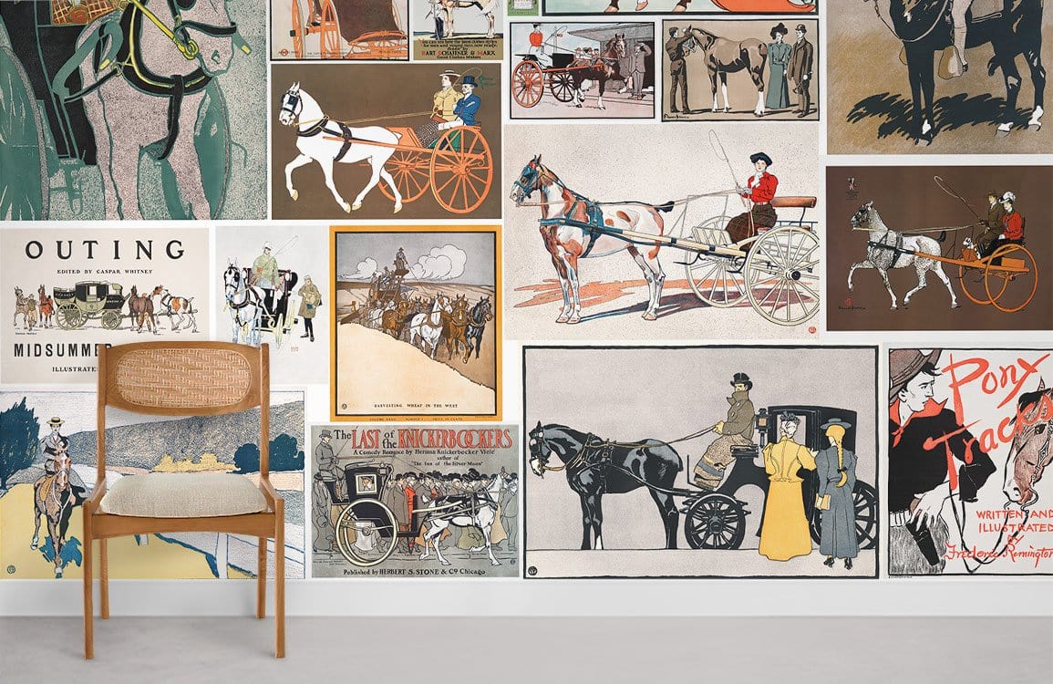 Vintage Carriage Posters Wallpaper Mural