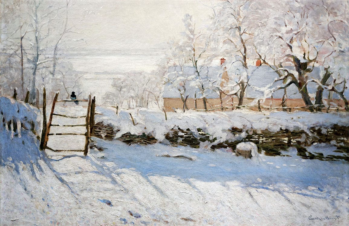 Serene Winter Village Scene Mural Wallpaper - Classic Snowy Landscape Elegance
